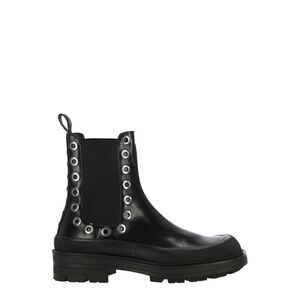 NWT Alexander McQueen Leather Grommet Eyelet Detailed Chelsea Boots Black Sz 45